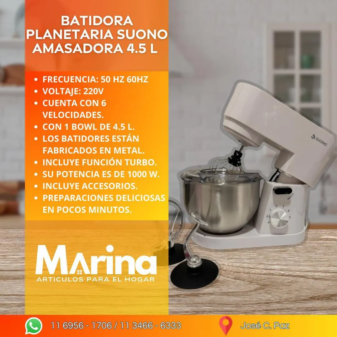 Batidora Planetaria Suono Amasadora 4.5 L